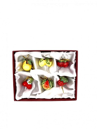 Набор керамических ёлочных игрушек 'Плоды сада' в подарочной коробке