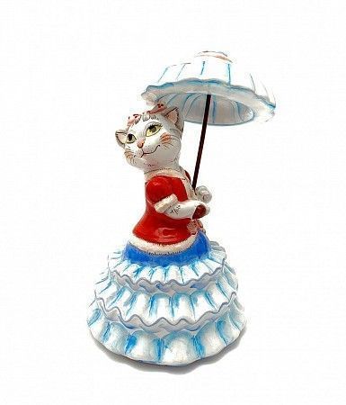 Коллекционная керамическая фигурка 'Кошка с зонтиком'