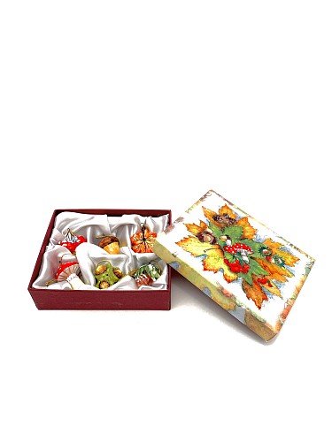 Набор керамических ёлочных игрушек 'Плоды леса' в подарочной коробке