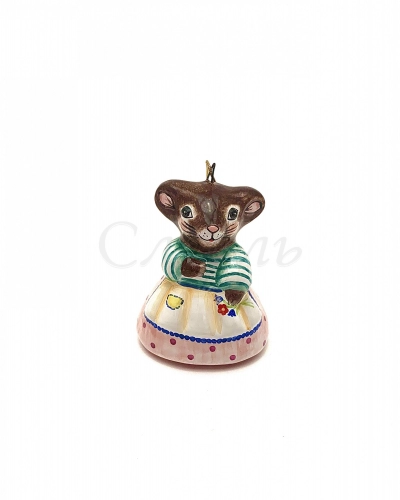 Керамическая ёлочная игрушка 'Мышка в юбочке'