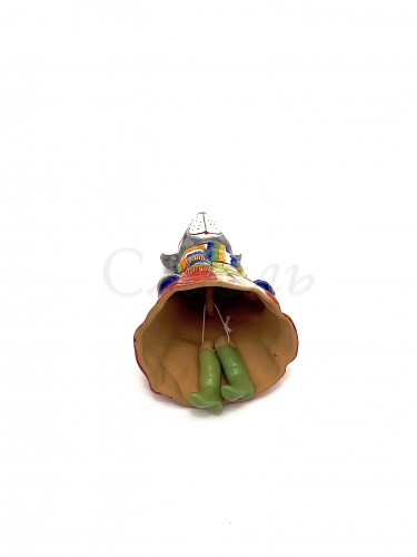 Керамическая ёлочная игрушка-колокол 'Мышка в шарфике'