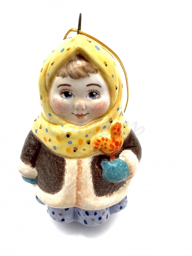 Керамическая ёлочная игрушка 'Девочка с леденцом'