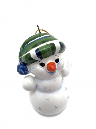 Керамическая ёлочная игрушка 'Снеговичок-затейник'