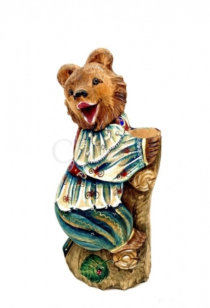 Медведь на пеньке 'Богородская резьба'
