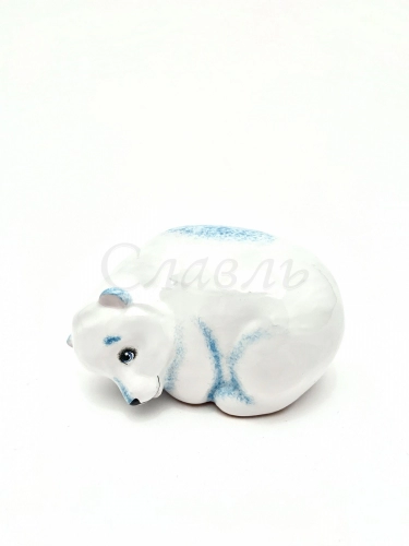 Керамическая фигурка 'Белый мишка спит'